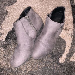 Light grey suede ankle boots